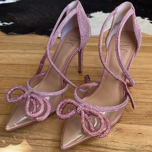 INC Pink Rhinestone Bow Heels